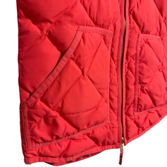 J Crew Womens Sleeveless Full Zip Quilted Down Pink Puffer Patch Pockets XXS - Picture 5 of 7